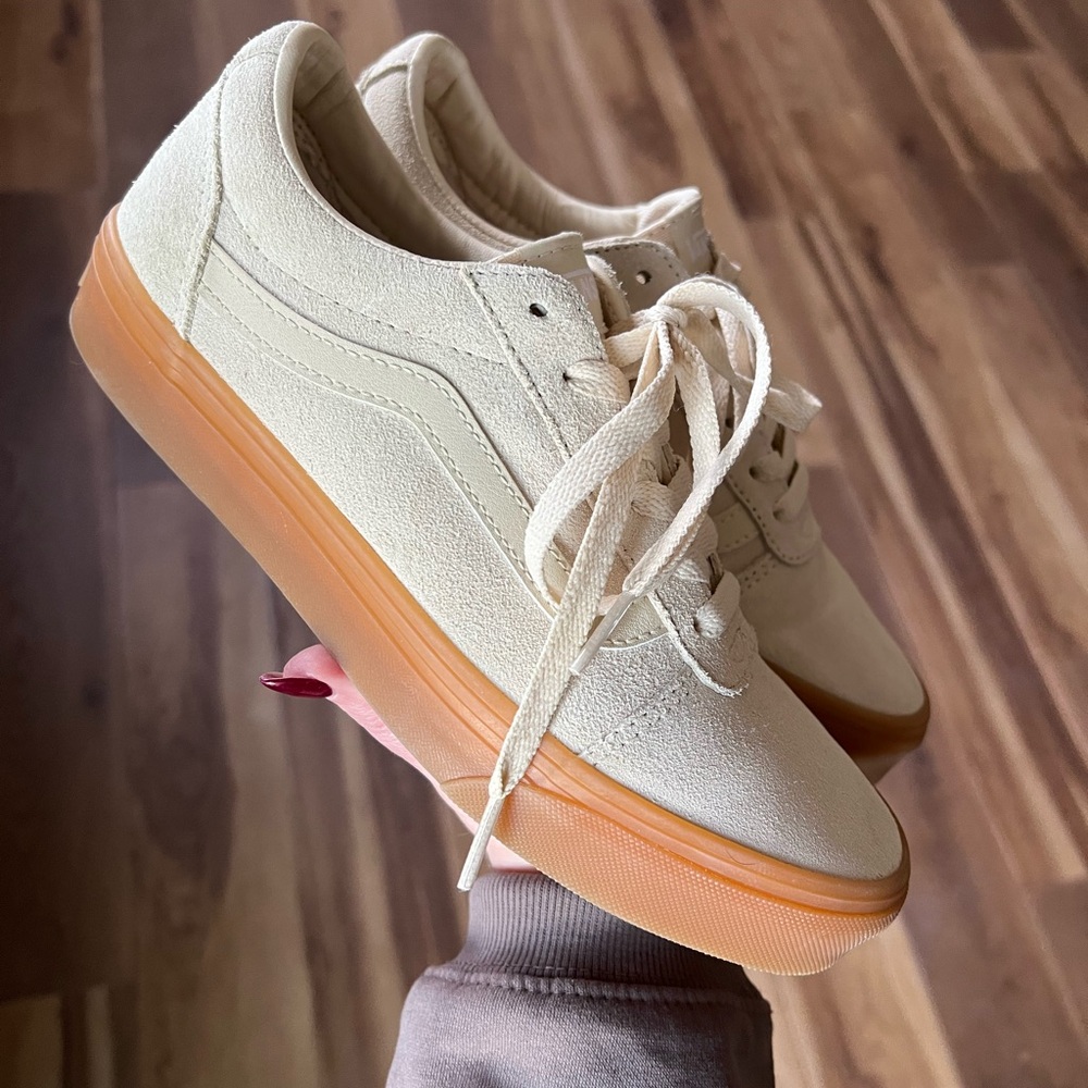 Vans Cream Canvas Sneakers with Tan Sole